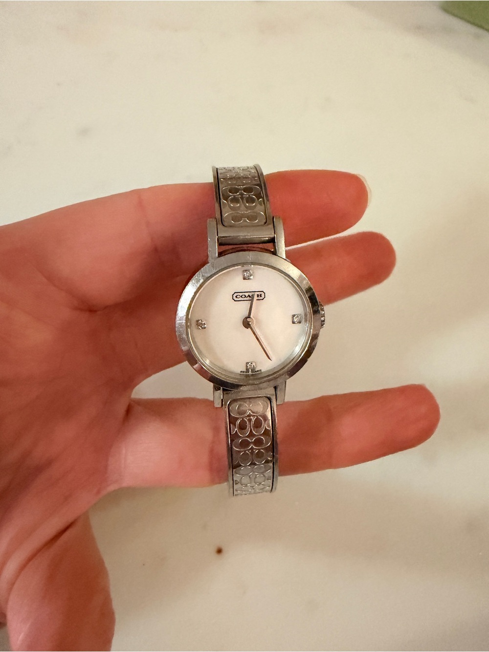 Coach Silver-Tone Women's Signature Link Bangle Watch